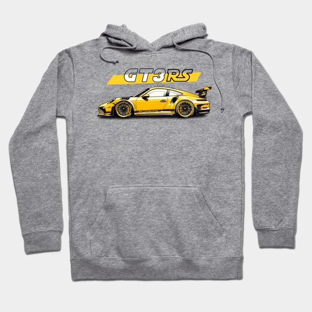 Porsche 911 992 gt3 rs victor art legendary yellow Hoodie by Auto-apparel